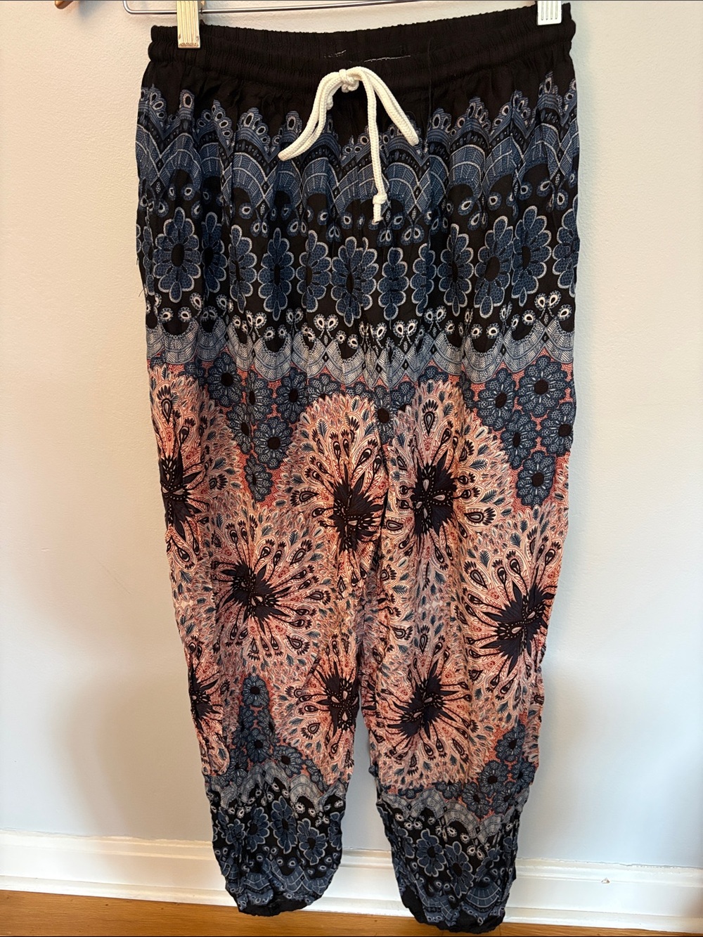 Woman’s Pink and Blue Patterned Harem Pants